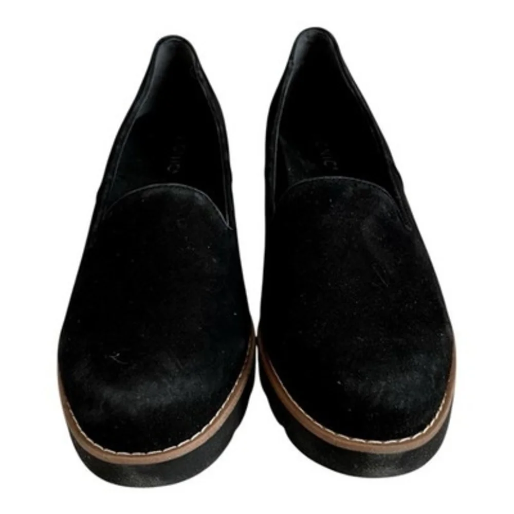 Vionic Willa Wedge Black Suede Platform Loafer Slip On Womens Sz 9.5 NWOB